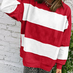 Fiery Red Colorblock Drop Shoulder Baggy Sweatshirt