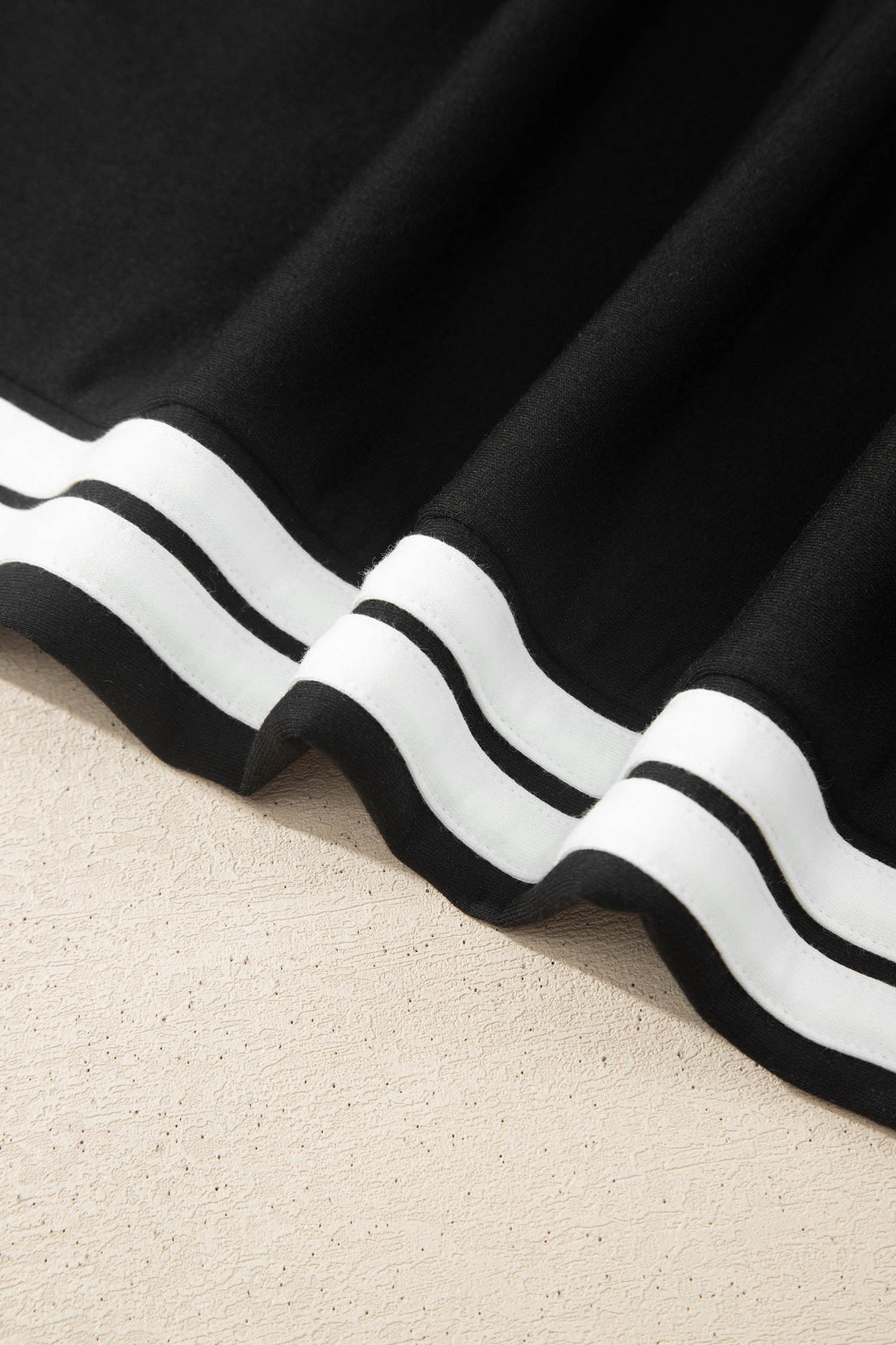 Black Varsity Striped Detail Loose Tee Jogger Pants 2pcs Outfit