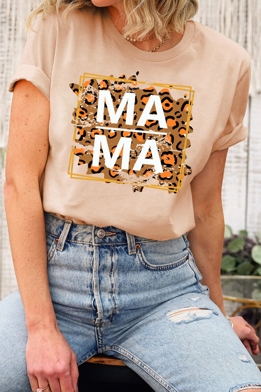 Khaki Leopard MAMA Graphic T Shirt