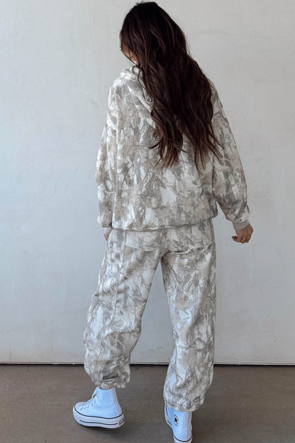 Multicolour Abstract Print Long Sleeve Elastic Waist Pant Set