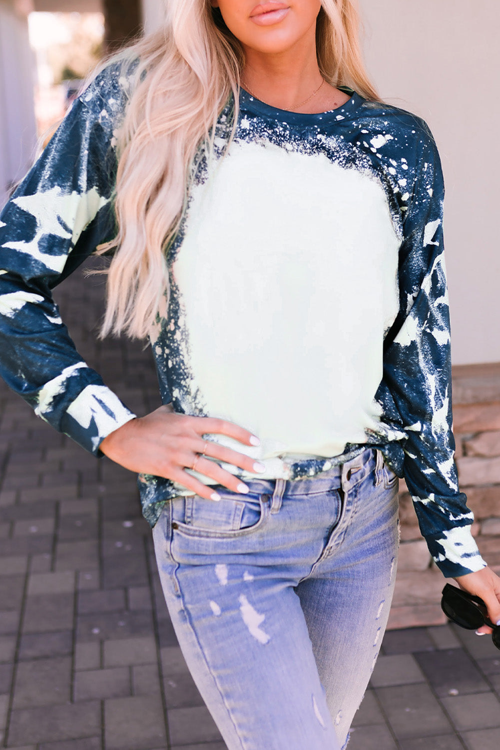 Multicolor Vintage Bleached Burning Vibe Pullover