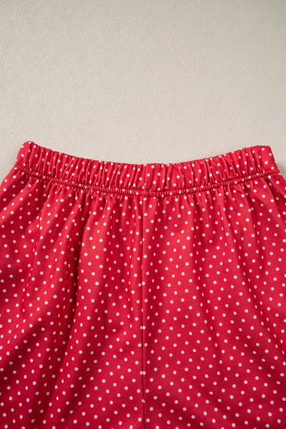 Red Plaid/ Polka Dot MERRY Holiday Long Sleeve Top and Shorts Set