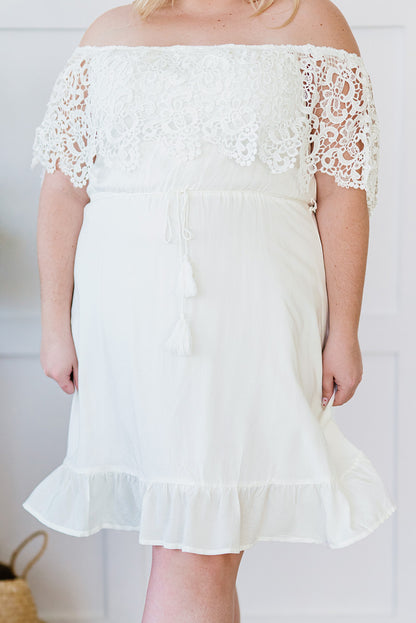 Off-the-shoulder Lace Sleeves Plus size Dress