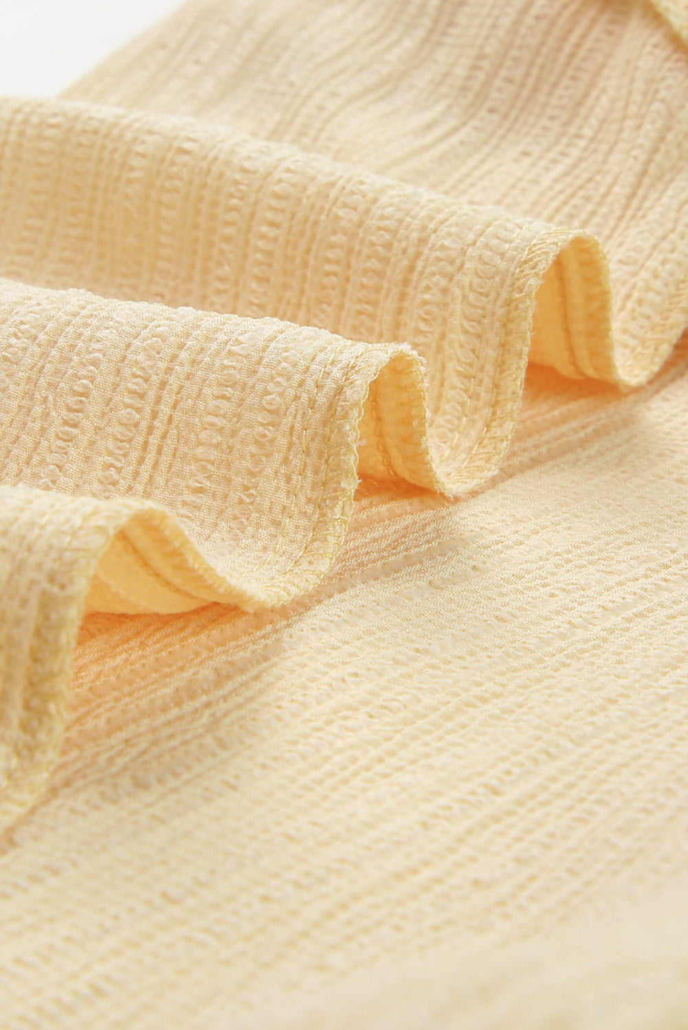 Blusa con volantes y cuello simulado con manga de burbuja ondulada verde 