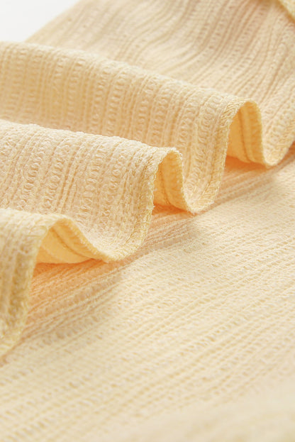 Blusa con volantes y cuello simulado con manga de burbuja ondulada verde 