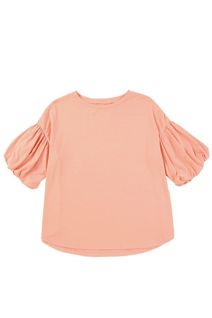 Chemisier à col rond et manches bouffantes 