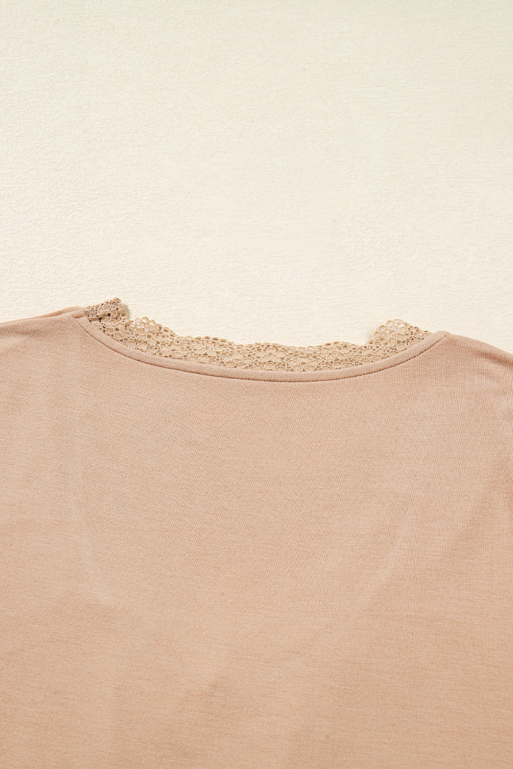 Smoke Gray Lace-trimmed Sweetheart Neckline Ruched Detail Long Sleeve T-shirt