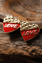 Racing Red LOVE Heart Shaped Color Block Stud Earrings