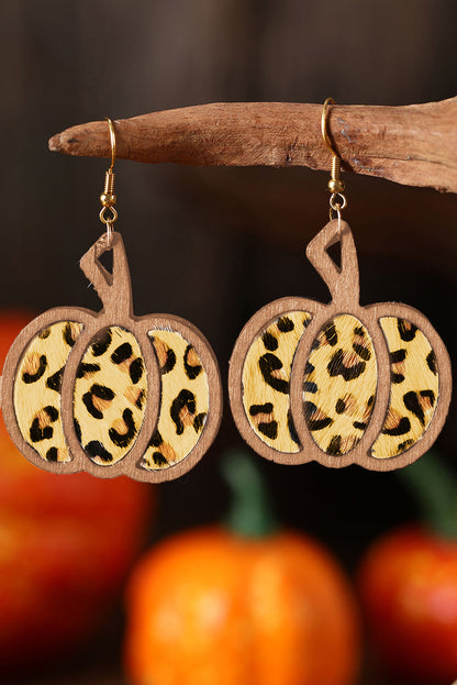 Pendientes colgantes con forma de calabaza con estampado animal multicolor 