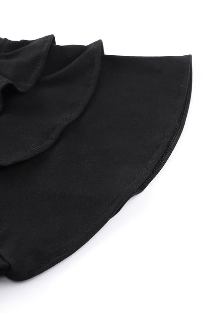 T-shirt uni à manches courtes et volants superposés 