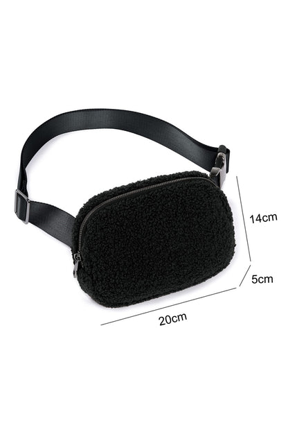 Sac bandoulière réglable en sherpa café 