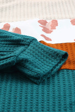 Leopard Color Block Waffle Knit Top