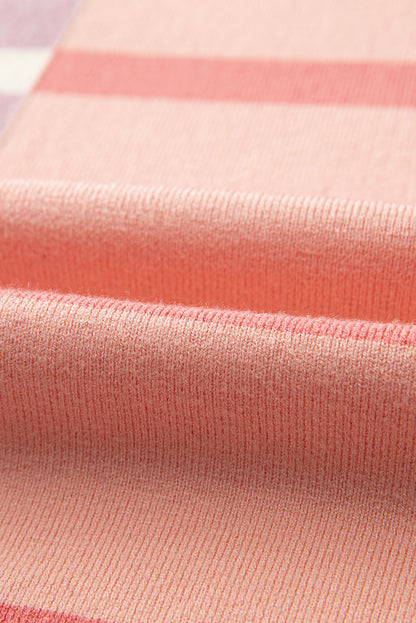 Pull oversize à rayures roses et blocs de couleurs