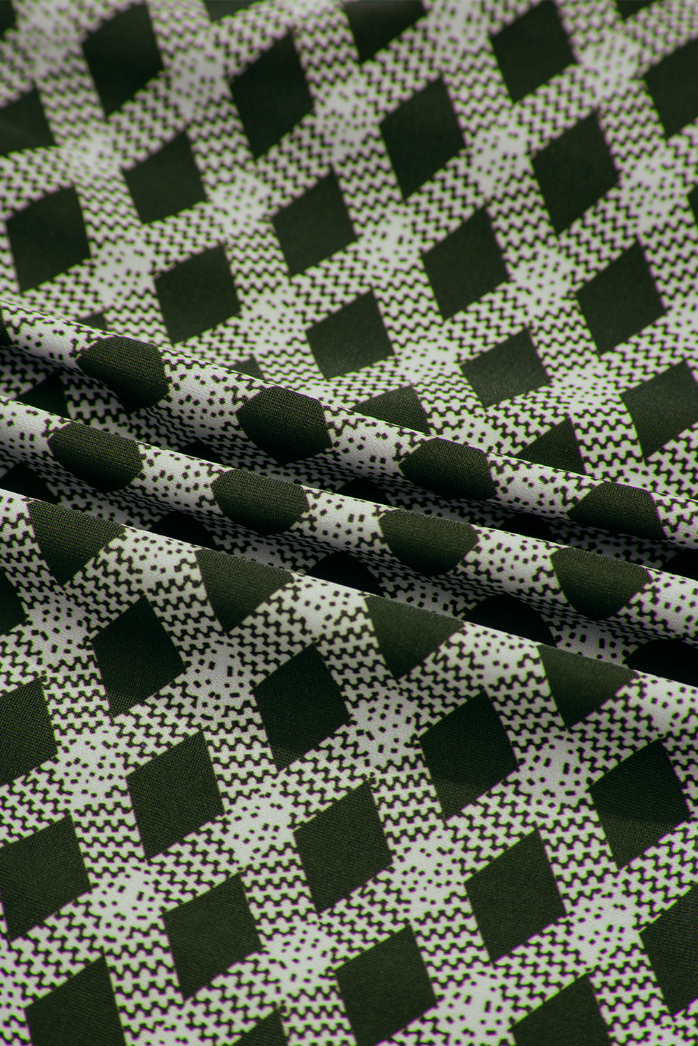 Bikini taille haute à carreaux et pois verts