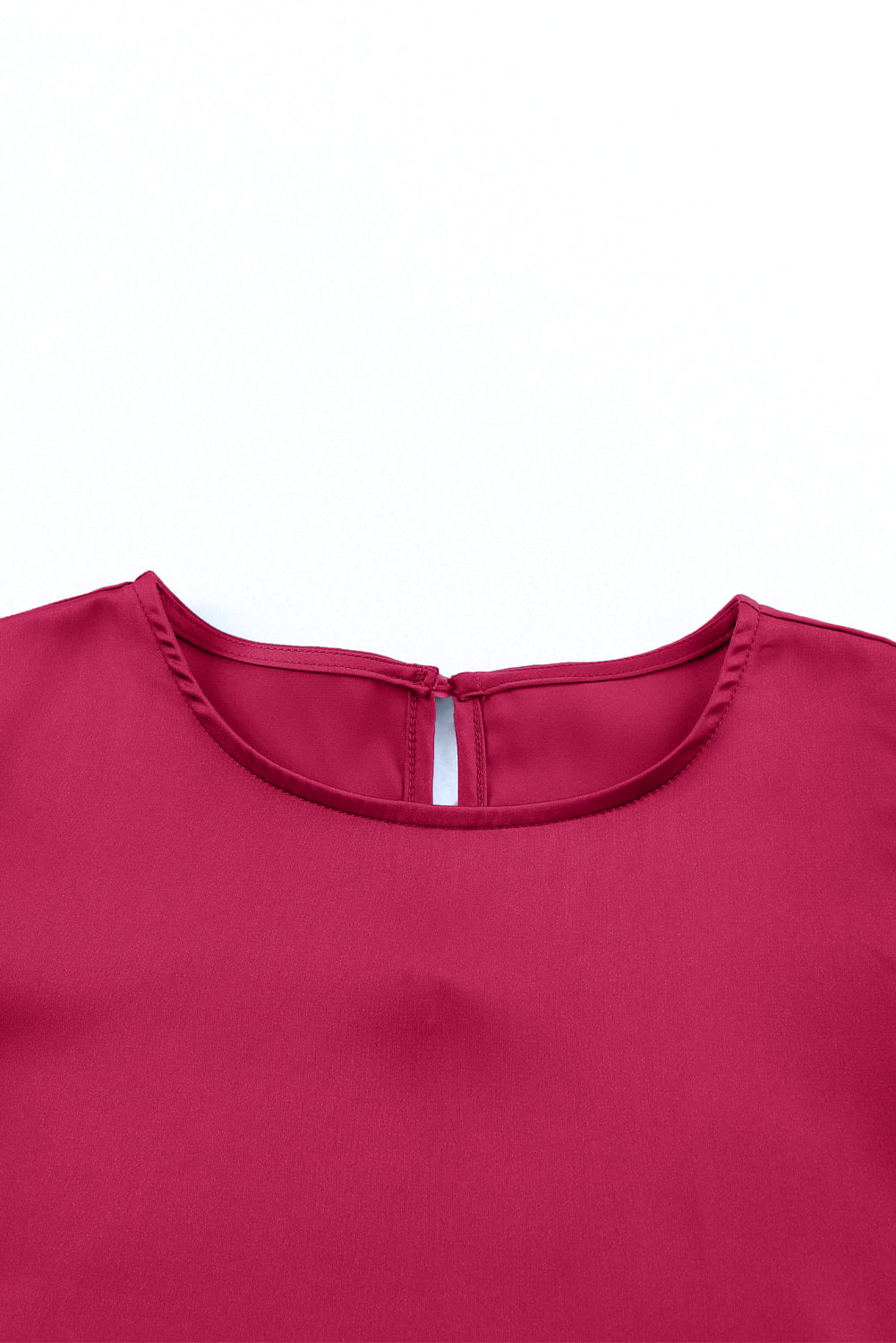 Ruched Puff Short Sleeve Satin Blouse