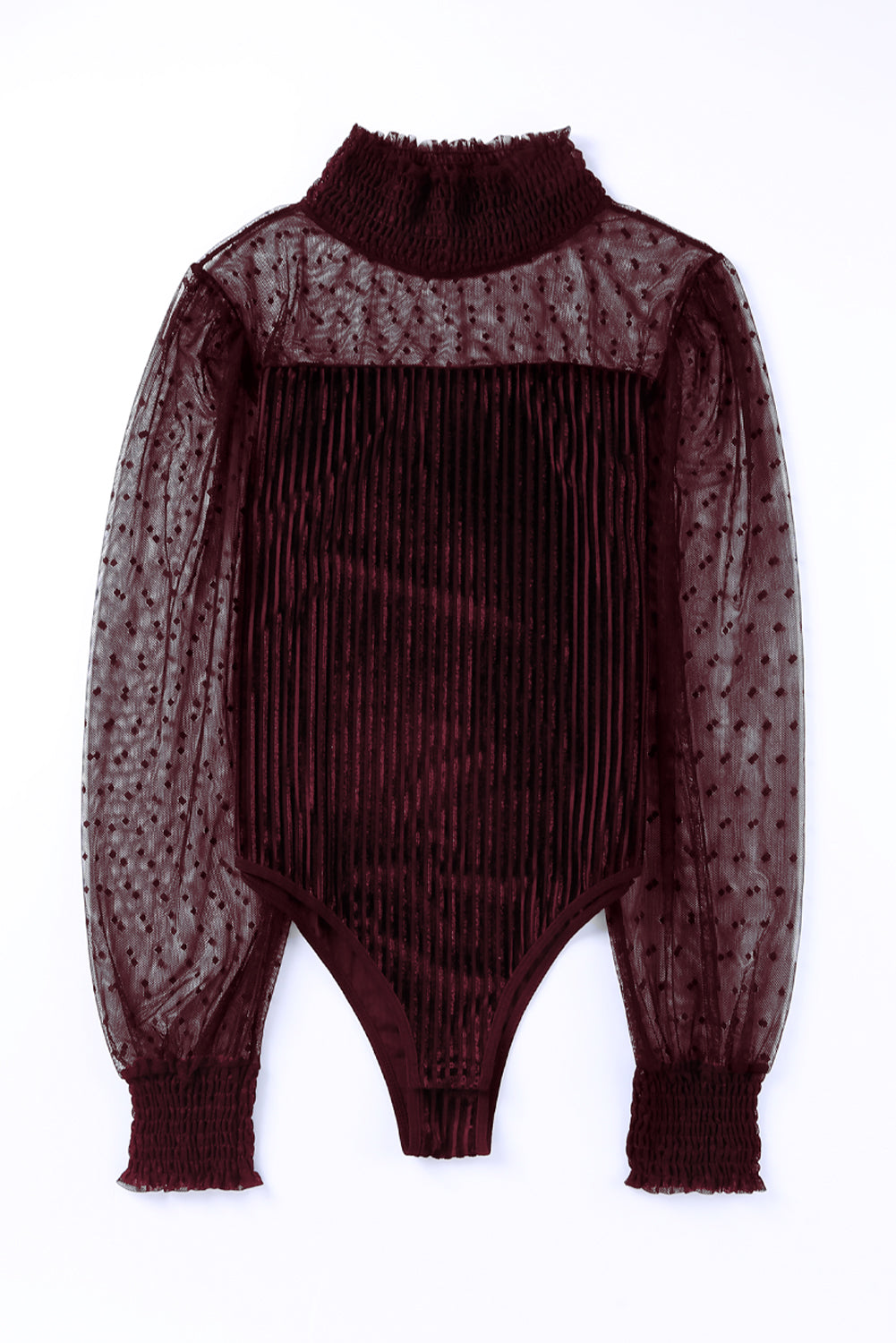 Body en velours côtelé à manches longues et pois transparents