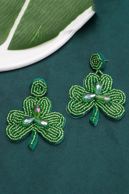 Mist Green St. Patricks Clover Shape Earrings