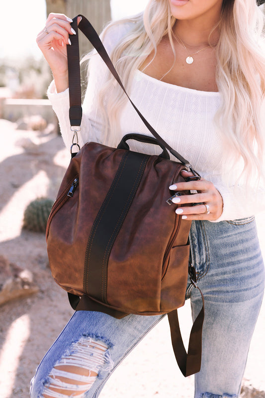 Multifunctional Retro Faux Leather Backpack