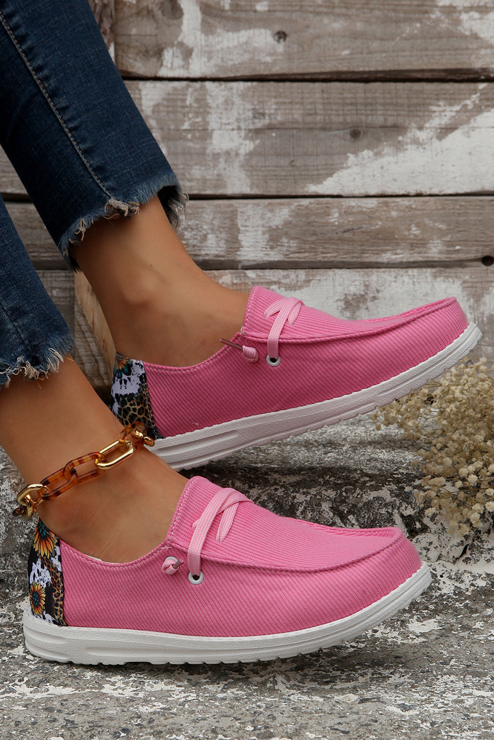 Multicolour Patched Back Heel Slip On Flat Shoes