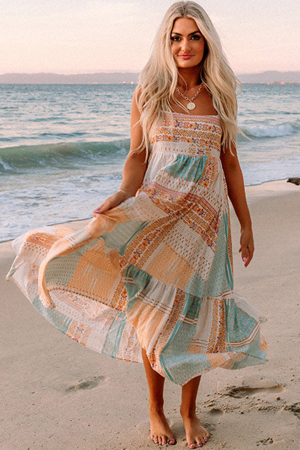 boho patchwork dress Belle Flower Patchwork Dress Women's Floral Lace Long Maxi Dress, Backless Flowy Summer Outfit, L by Nordic Peace