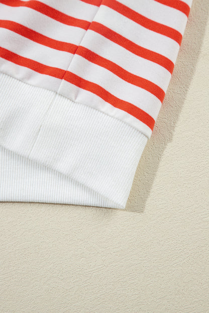 Sweat-shirt ample à rayures orange et épaules tombantes, col ras du cou