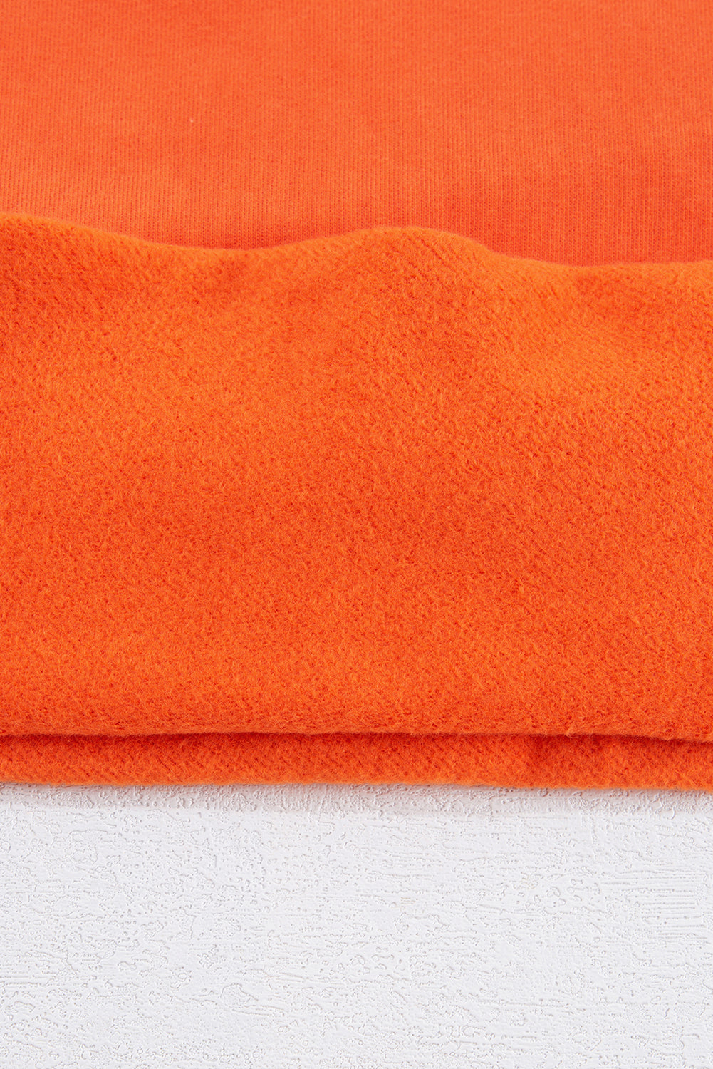 Sweat-shirt en tissu éponge orange roux uni doublé en polaire à épaules tombantes
