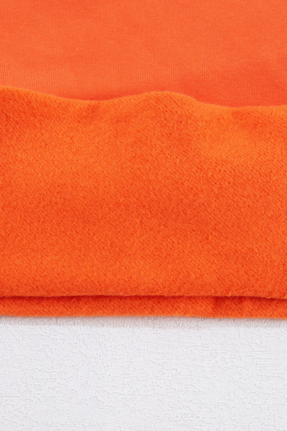 Sweat-shirt en tissu éponge orange roux uni doublé en polaire à épaules tombantes