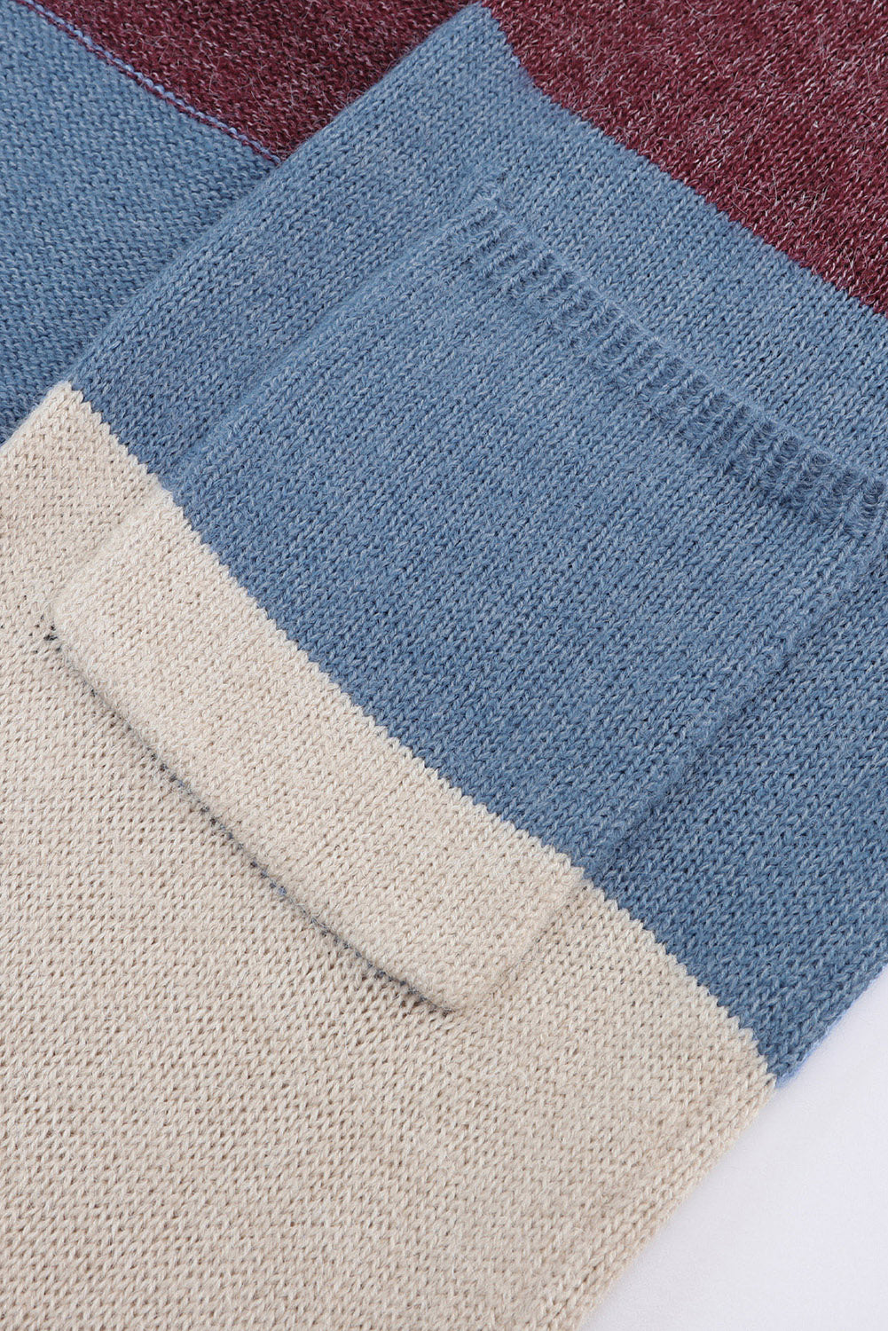 Cárdigan de punto largo con frente abierto y bloques de color gris carbón