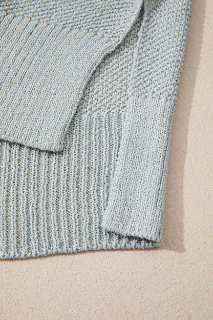 Evergreen Color Block Knit V Neck Loose Sweater