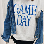 Blue Vintage Washed GAME DAY Graphic Baggy Sweatshirt