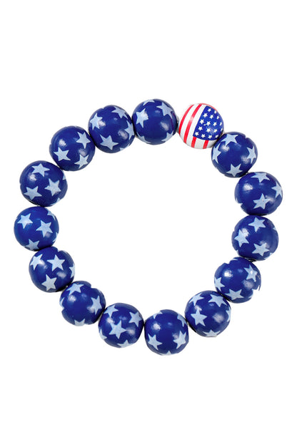 American Flag Accent Starry Beading Bracelet
