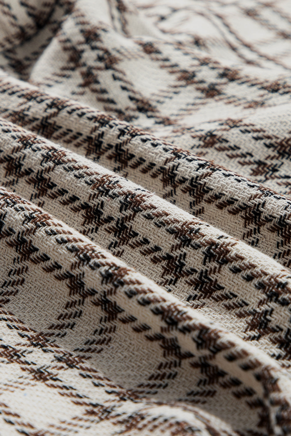 Robe chemise tunique boutonnée à carreaux à rayures blanches grande taille à ourlet brut