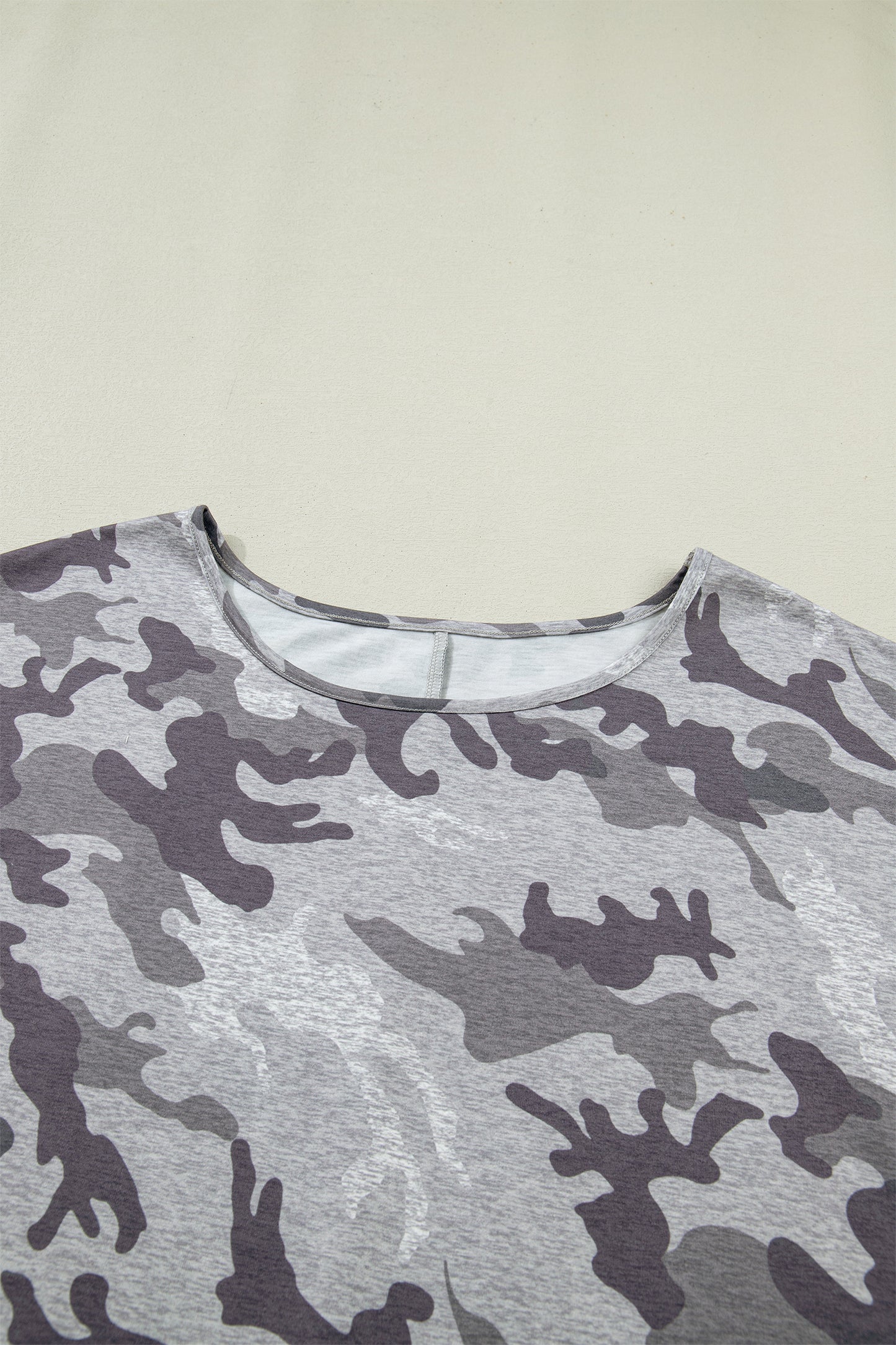 Gray Plus Size Camo Print Casual T Shirt