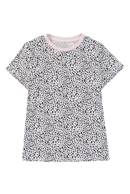 Cheetah Print O-neck Short Sleeve T Shirt