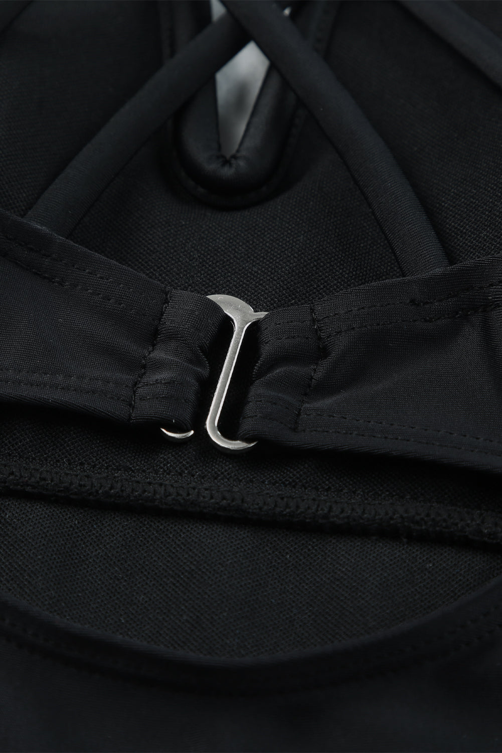 Traje de baño tankini con tiras y escote de muesca en contraste de cintura alta