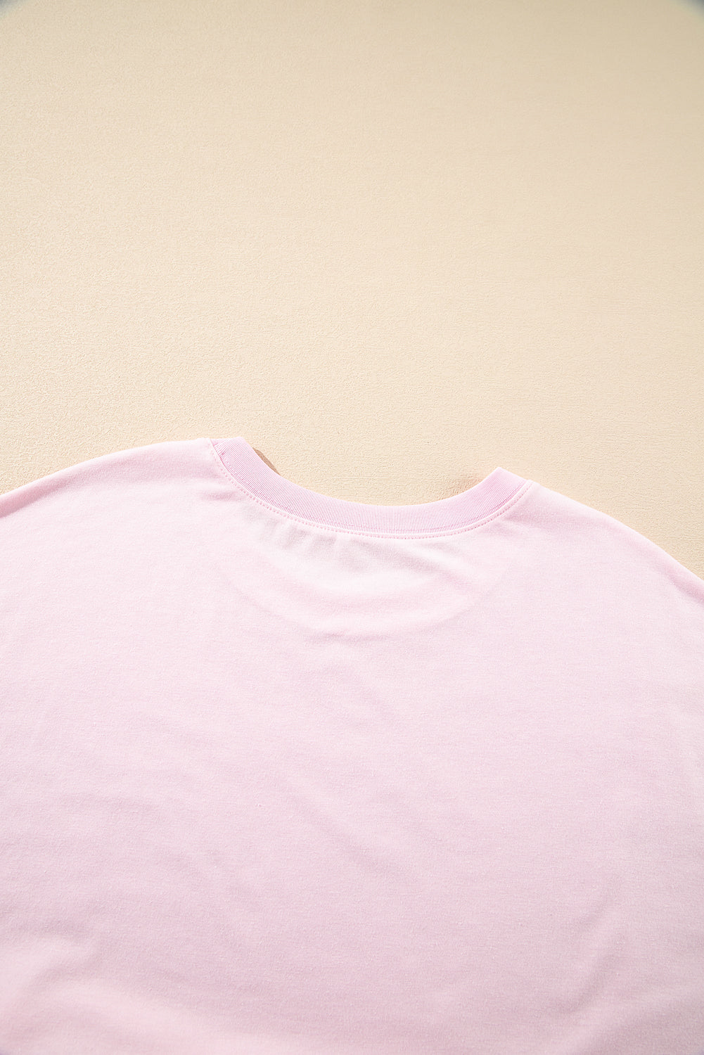 Robe babydoll rose clair unie à poches et bords bruts