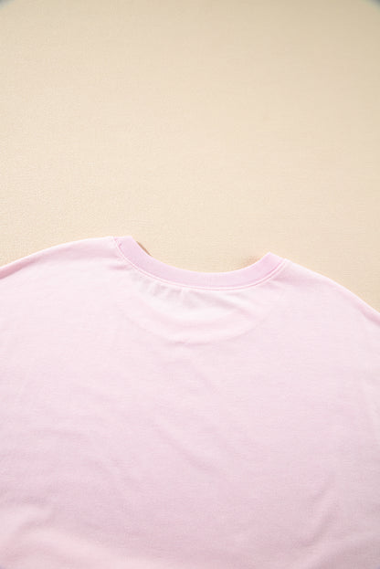 Robe babydoll rose clair unie à poches et bords bruts