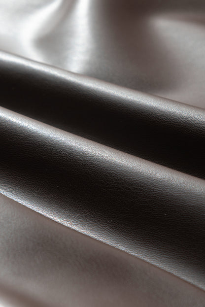 Chemisier à col rond et volants en similicuir à motif floral trèfle à quatre feuilles, manches bouffantes et patchwork