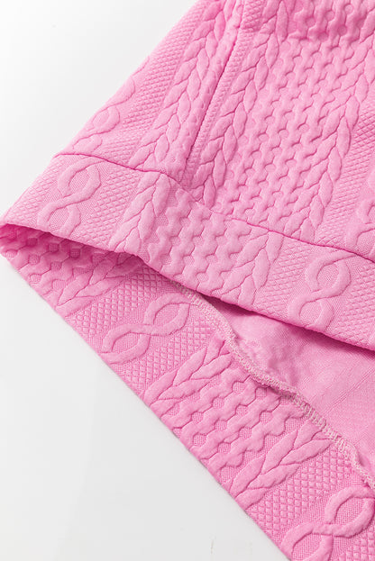 Ensemble short texturé à bordures contrastées roses