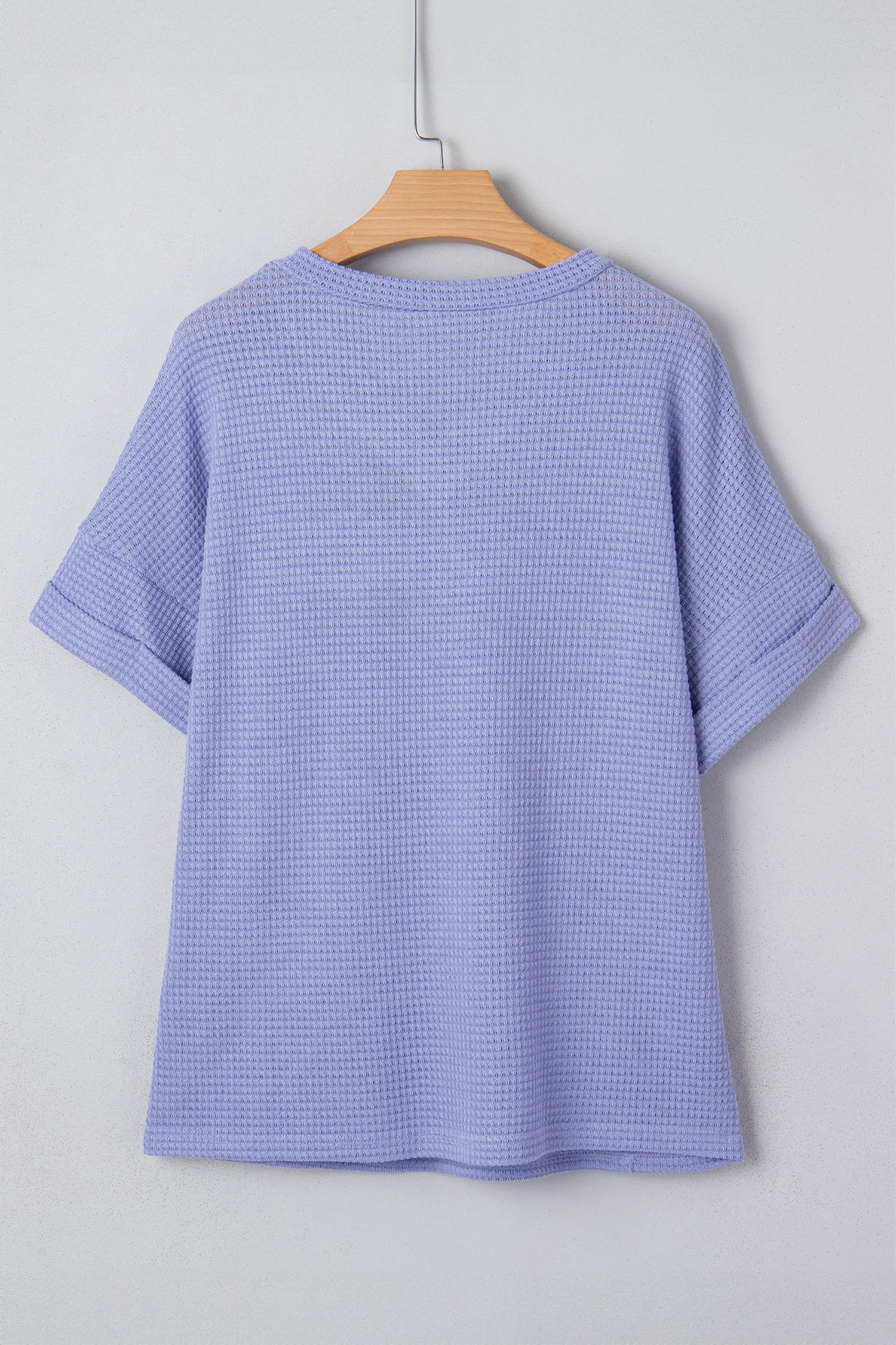 Wisteria V Neck Short Sleeve Plus Size Waffle Knit Top