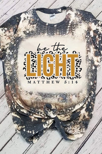 Haut à manches courtes multicolore à imprimé léopard et lettres LIGHT