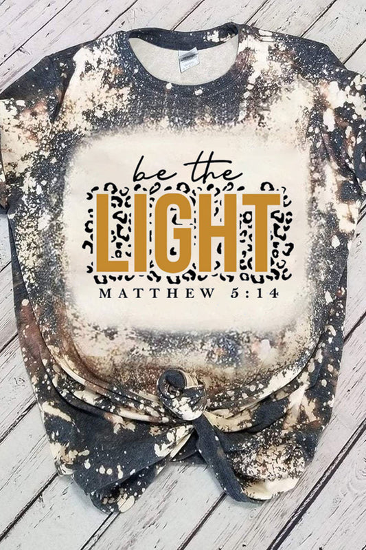 Haut à manches courtes multicolore à imprimé léopard et lettres LIGHT