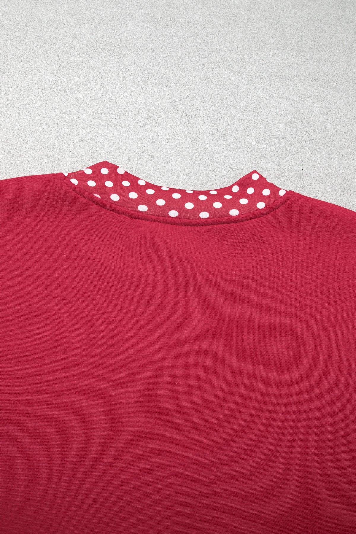 Red Dahlia Colorblock Polka Dot Contrast Trim Oversized Sweatshirt
