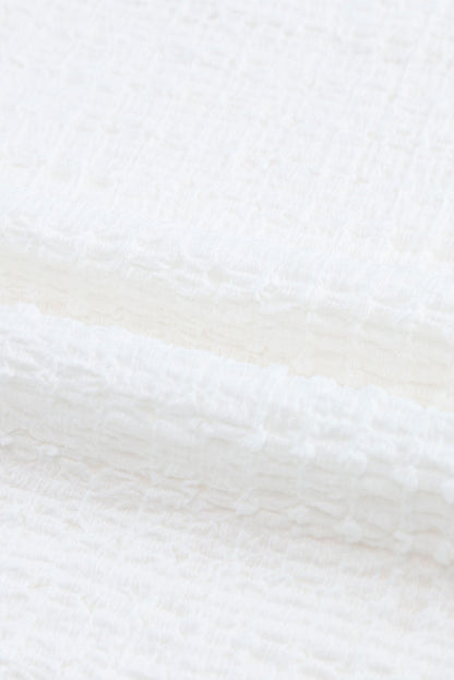 Voluminous Printed Puff Sleeve Textured Top