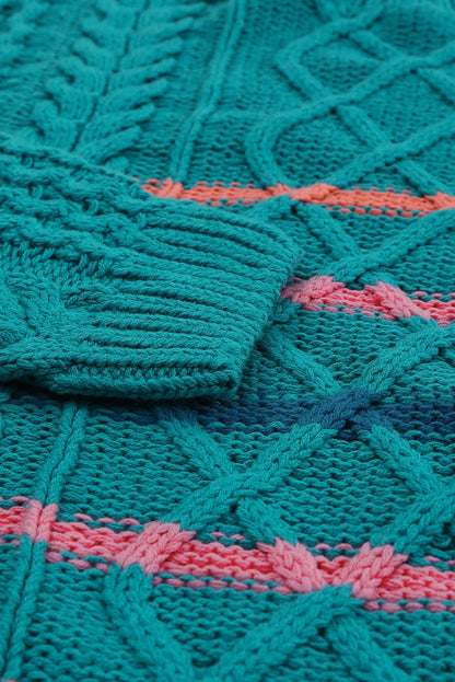 Suéter tipo jersey de punto texturizado con bloques de color a rayas 