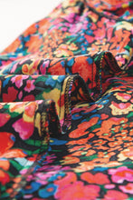 Multicolour Floral Print Cap Sleeve Square Neck Back Knot Blouse