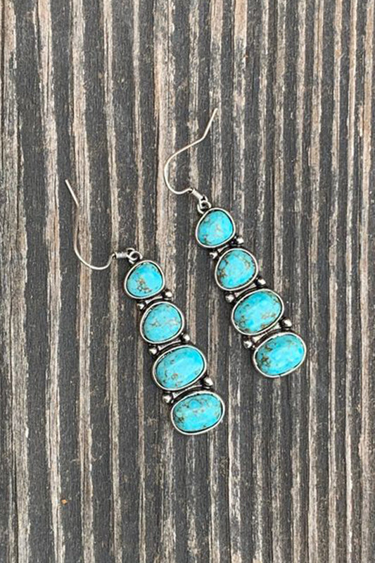 Stone Green Turquoise Stacked Dangle Earrings