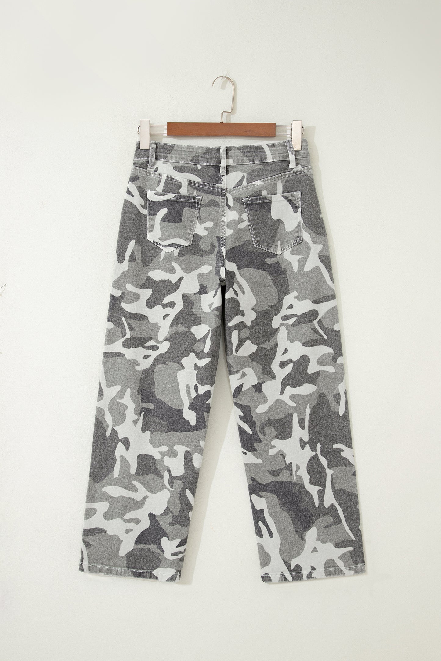 Green Camo Pattern Cotton Denim Shift Jeans