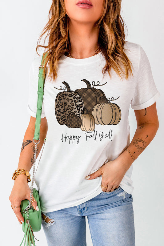 Camiseta gráfica con estampado de calabaza Happy Fall Y'all