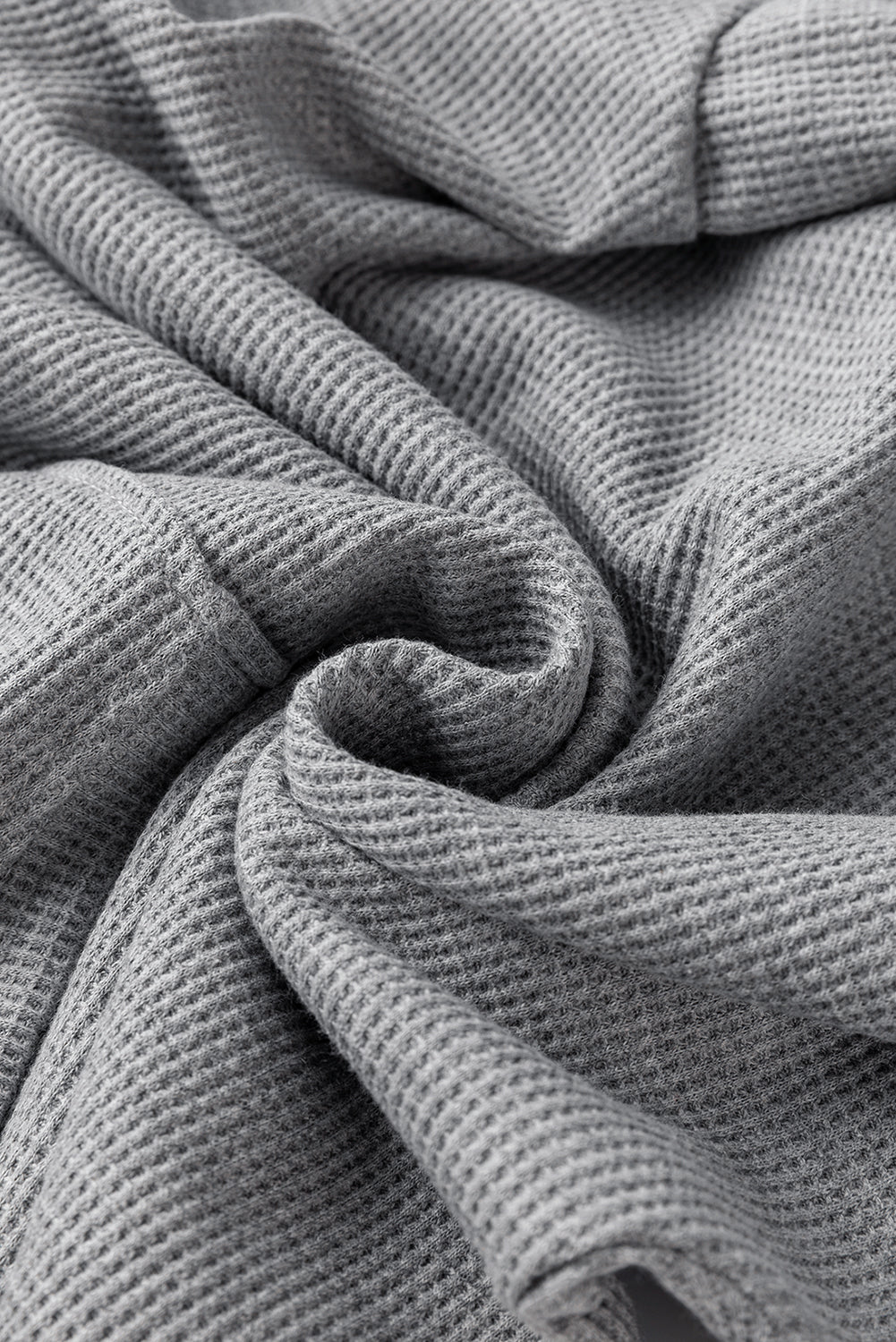 Sweat à capuche surdimensionné gris en tricot gaufré doublé polaire